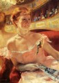 Woman With A Pearl Necklace In A Loge mothers children Mary Cassatt